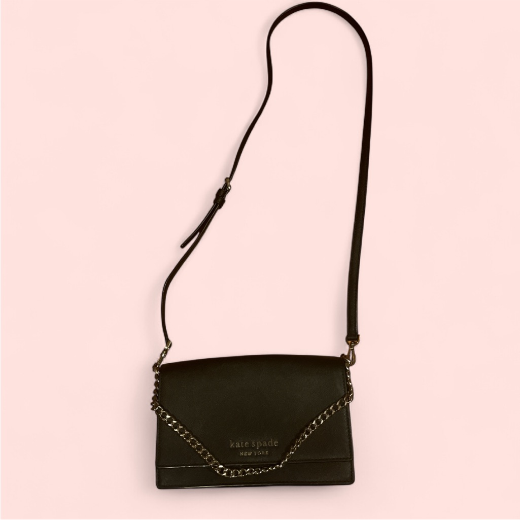 Kate Spade Black Leather Crossbody With Chain